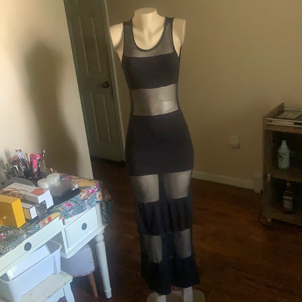 Material Girl mesh stripe maxi dress S